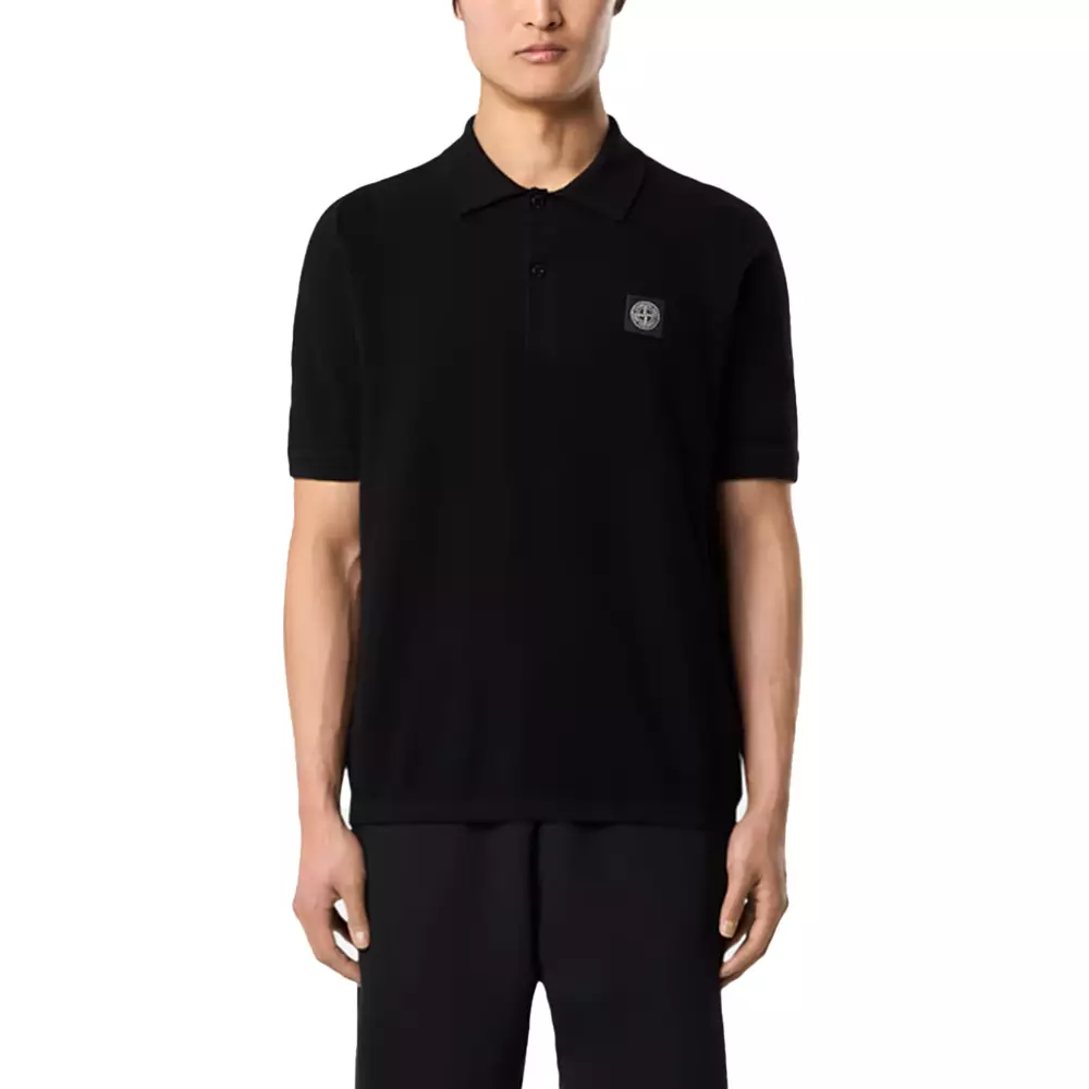 5100033 Compass Patch Knit Polo Shirt Black