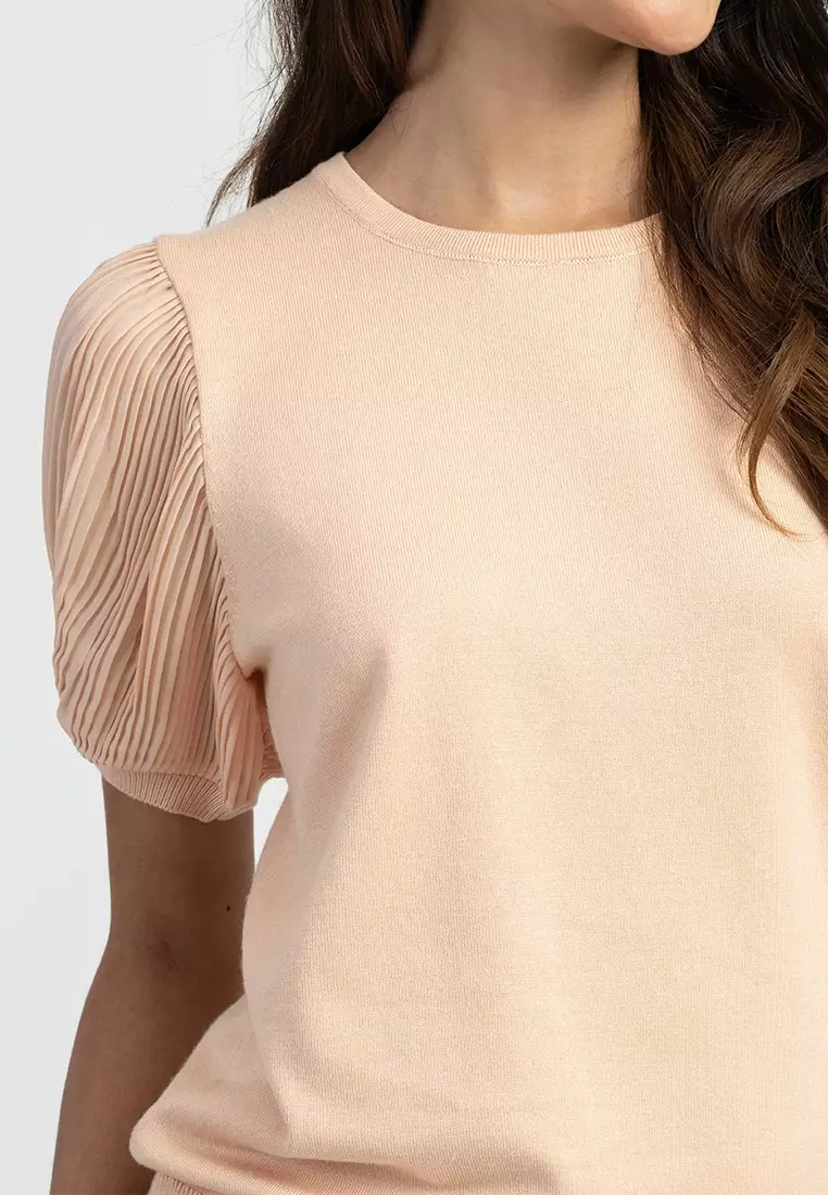 Amber Knit Blouse with Puff Sleeves