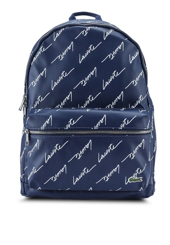 lacoste men s lacoste live signature print zippered backpack