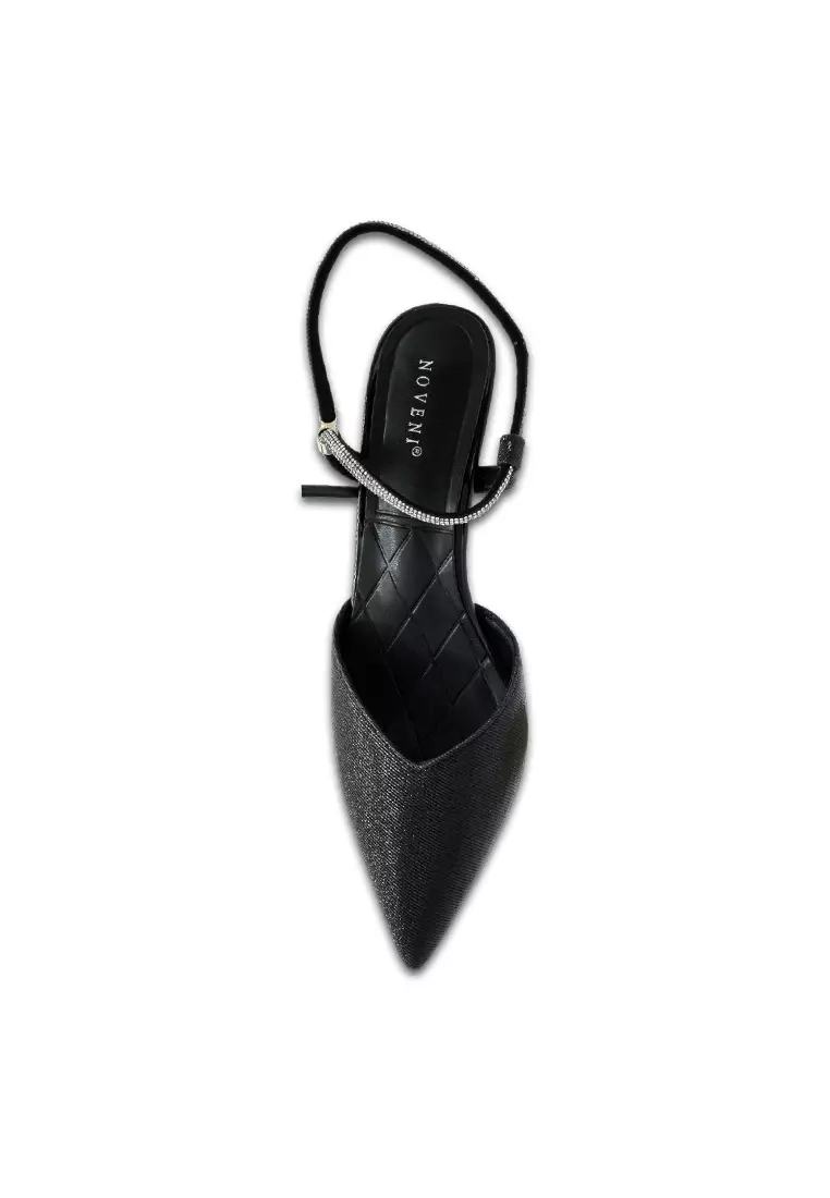 Women Sling Back Faux Leather Strap Casual Heels - 240190158