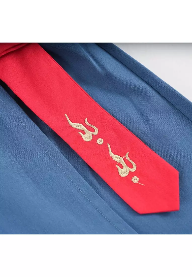 舞獅嬰兒裝兒童男童唐裝漢服套装紅色上衣與藍色短褲拜年服0838