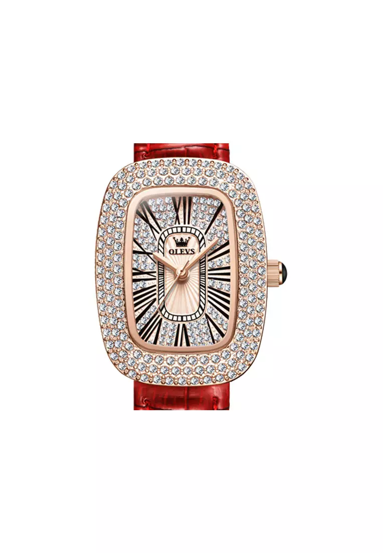 Elena Leather Women Quartz Watch & Bangle Set
