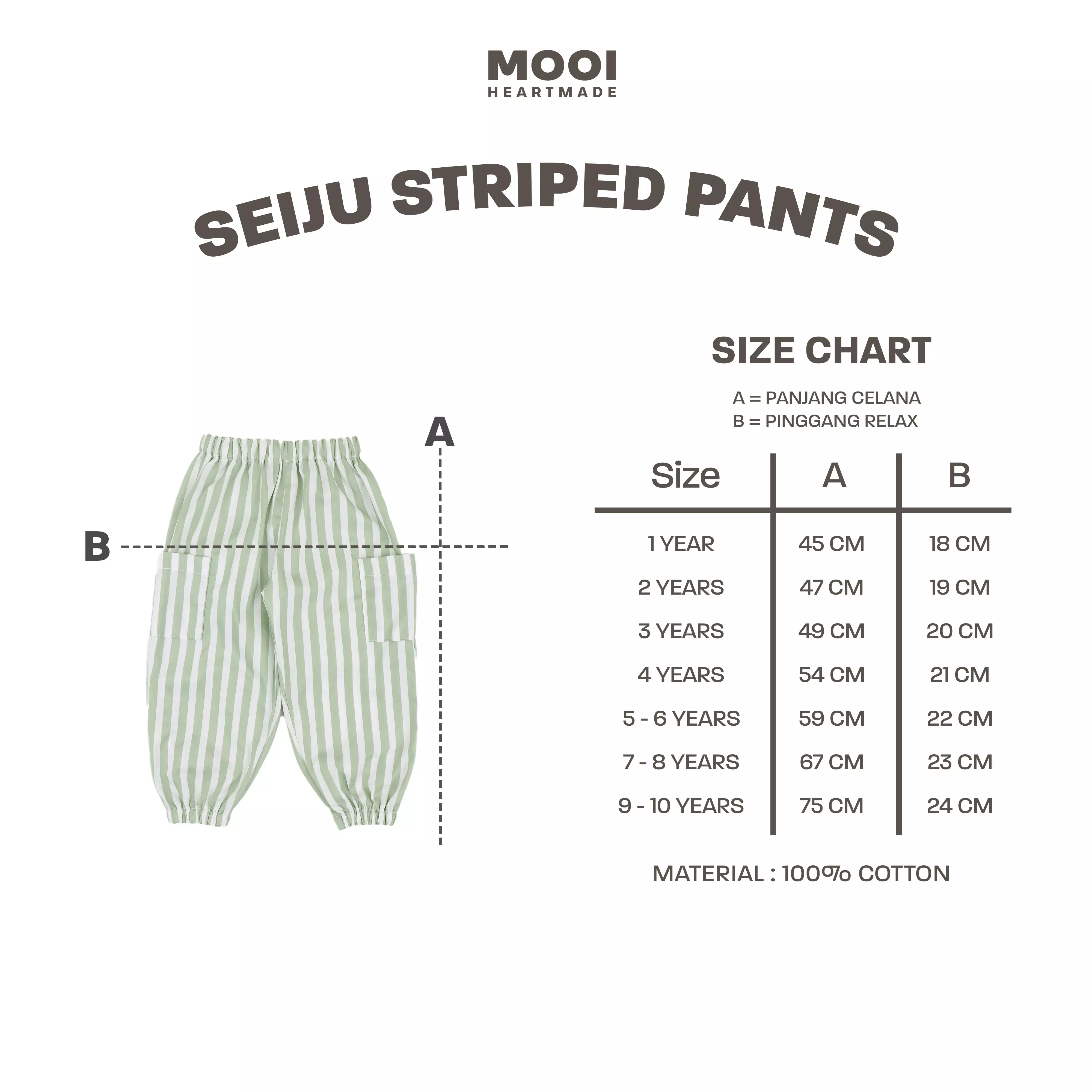 Mooi Celana Panjang Chinos Anak Seiju Striped Pants - Clary Sage
