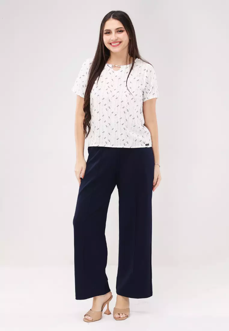 Woven Printed Rayon Short Sleeves Blouse