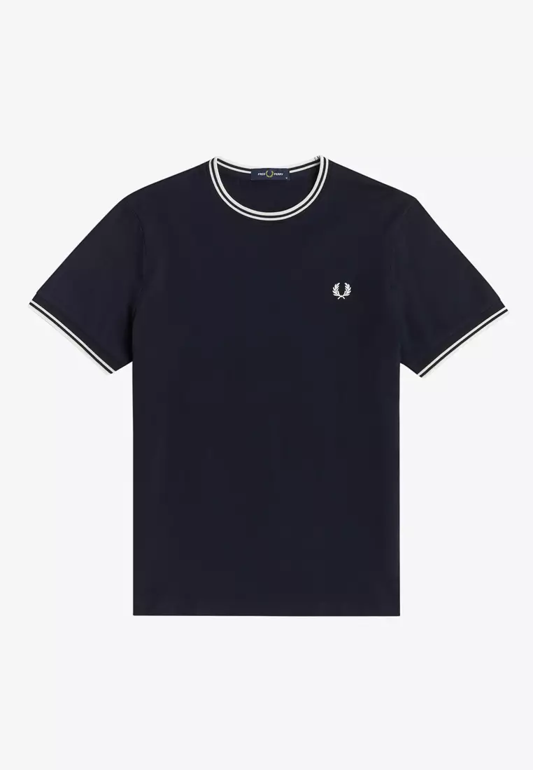 Buy Fred Perry Fred Perry M1588 Twin Tipped T-Shirt (Navy / White ...