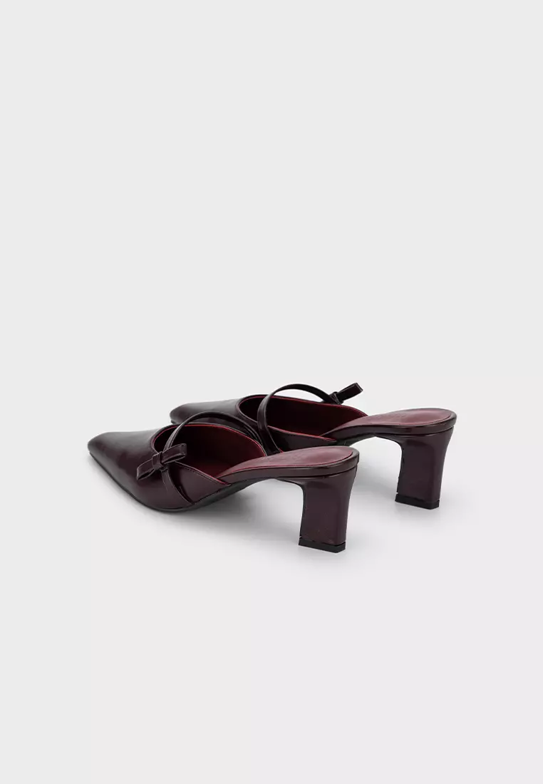 SCULPTURE HEEL MULE WITH BOW DETAIL