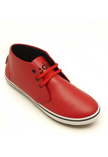 Chukka Classic Sneaker Red Plain Black with White Sole