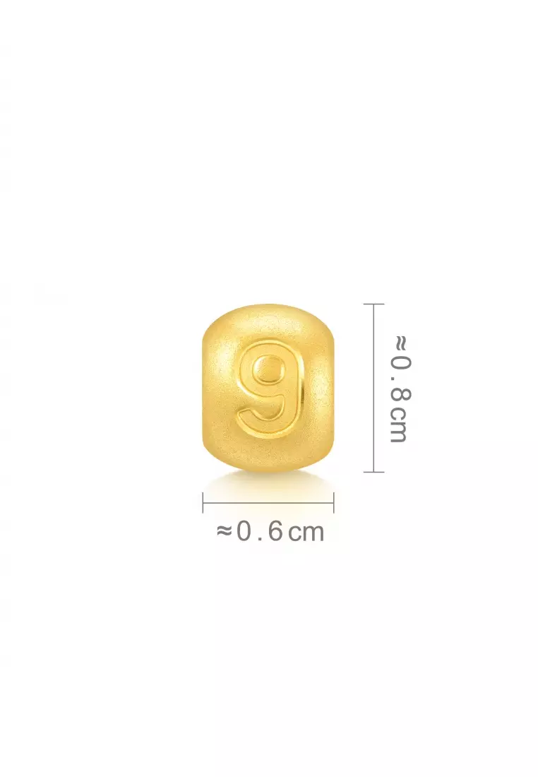 999 24K Solid Gold Number Nine Charm 93675C (Bracelet not included)