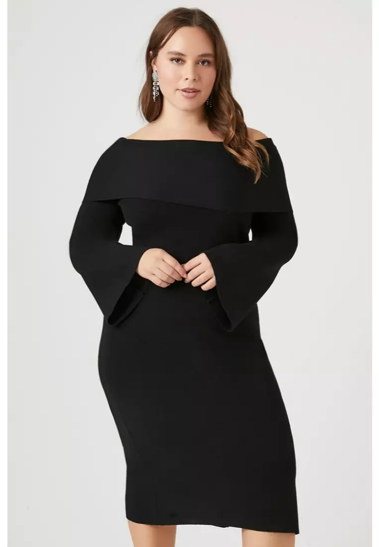 Plus Size Off the Shoulder Sweater Dress