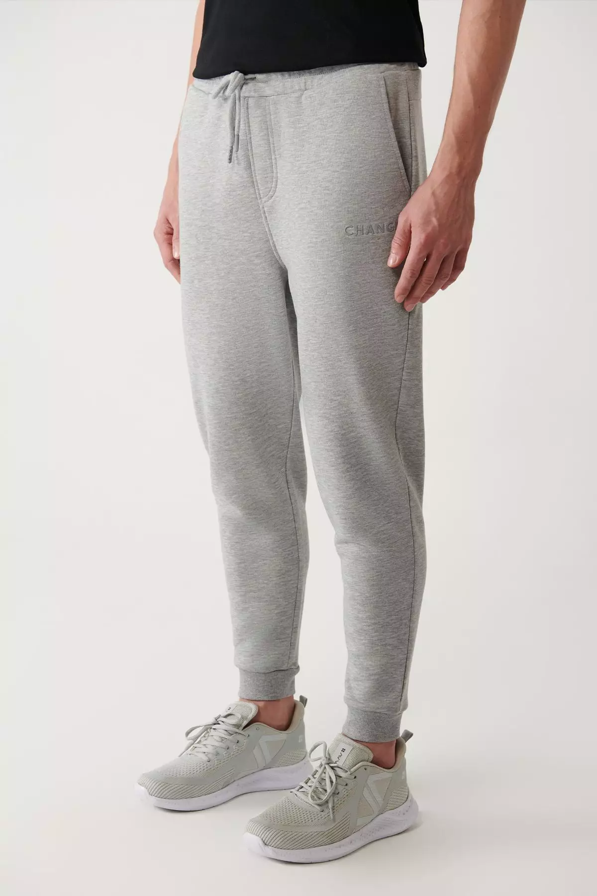 Men's Gray Lace-Up 3-Thread Raised Printed Sweatpants A32Y3411