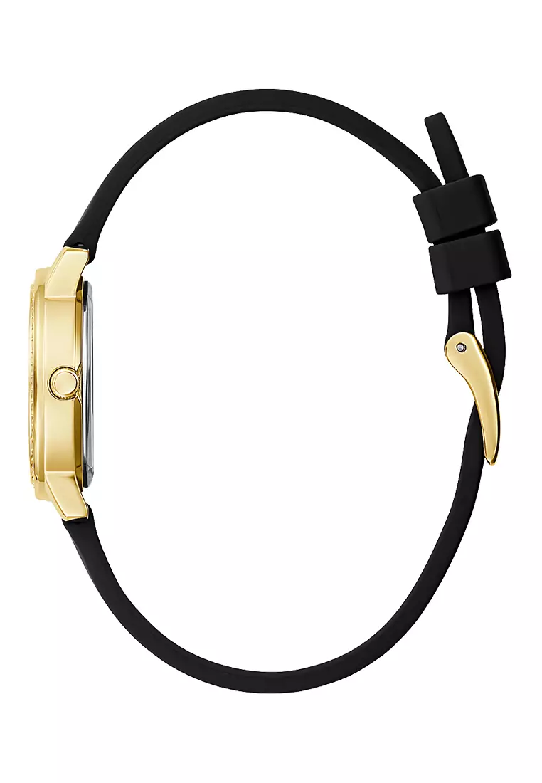 Guess GW0469L3 - Jam Tangan Wanita - Gold - Black Rubber Strap