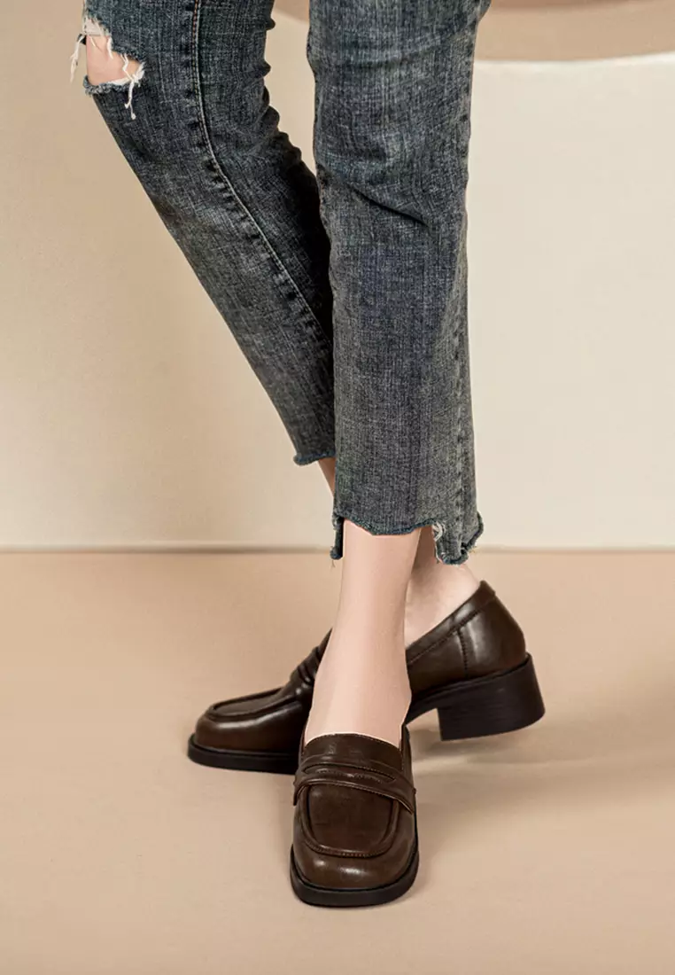 Round Toe Classic Leather Loafer TE912-2