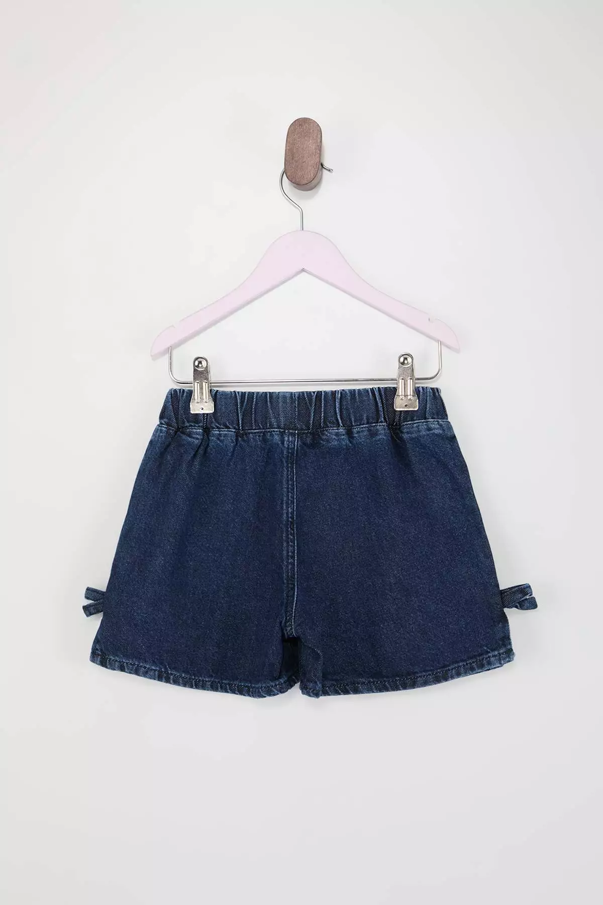 Indigo Girls' Ribbon Detailed Elastic Waist Plain Denim Holiday Shorts & Bermuda Shorts Tkdss26Sr00005