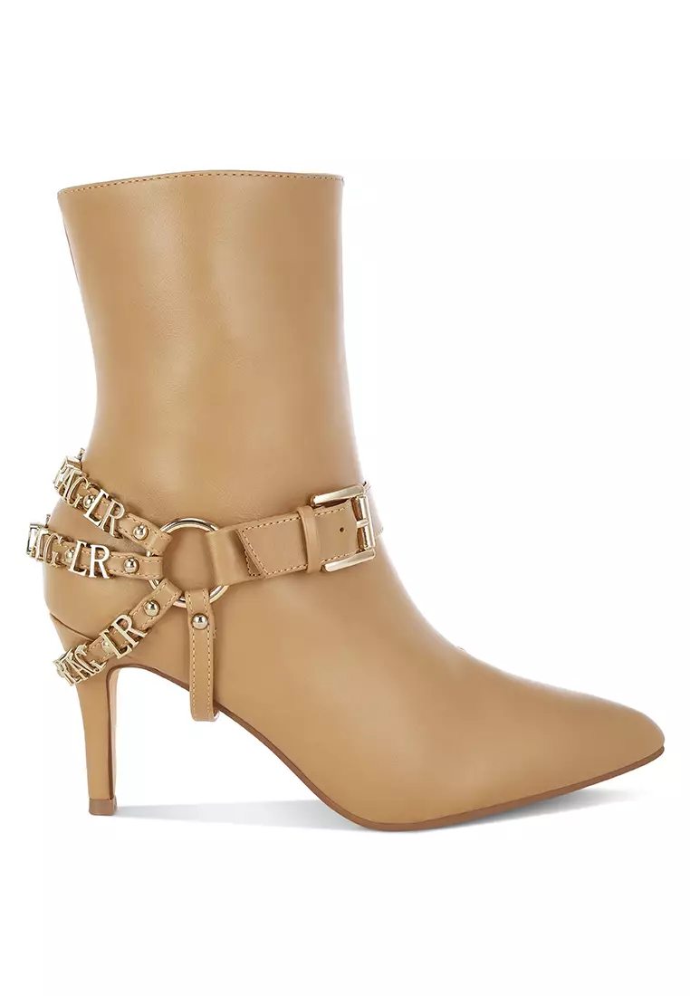 Discount on London Rag  shoes - SKU: Harness Detail Stiletto Boots in Beige