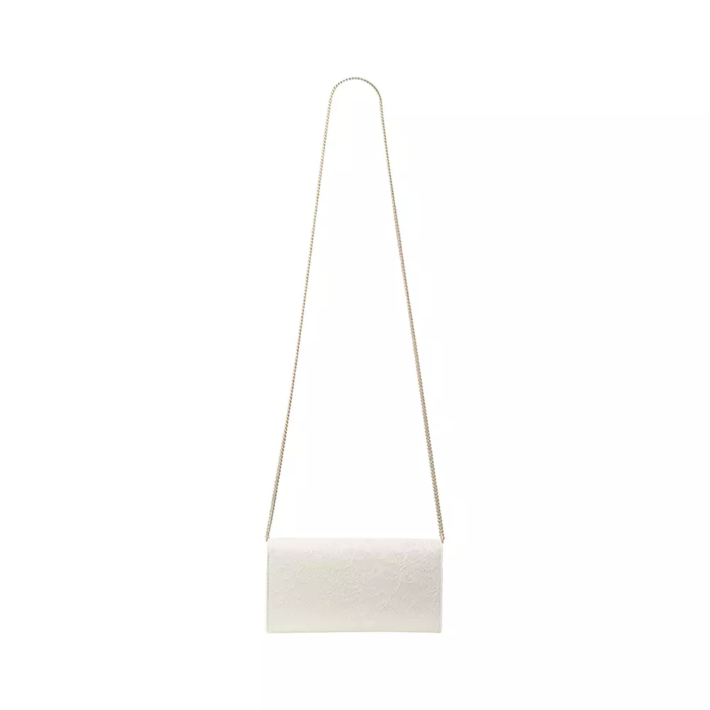 Emmie Lace Chain Linked Clutch Bag Ivory/Light Gold