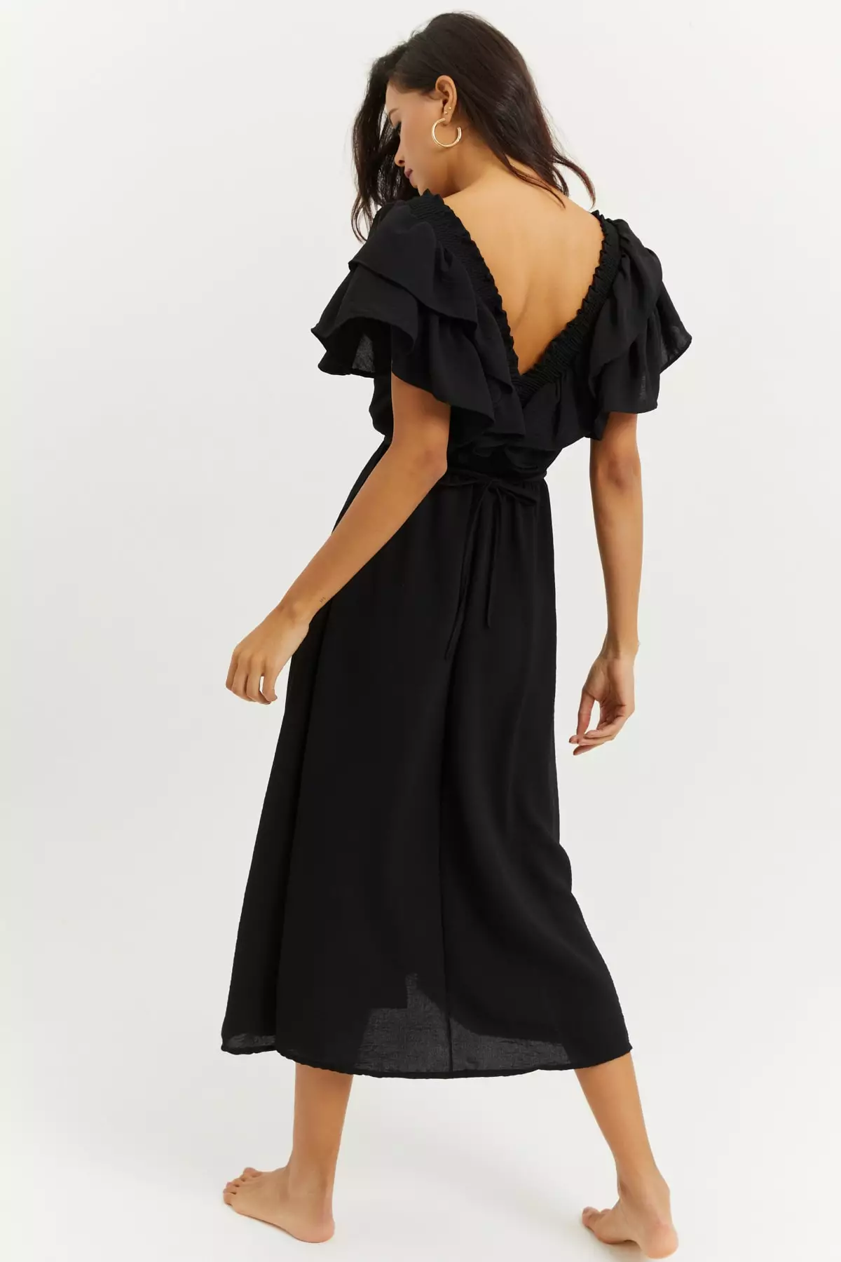 Front Back V Flounce Dress