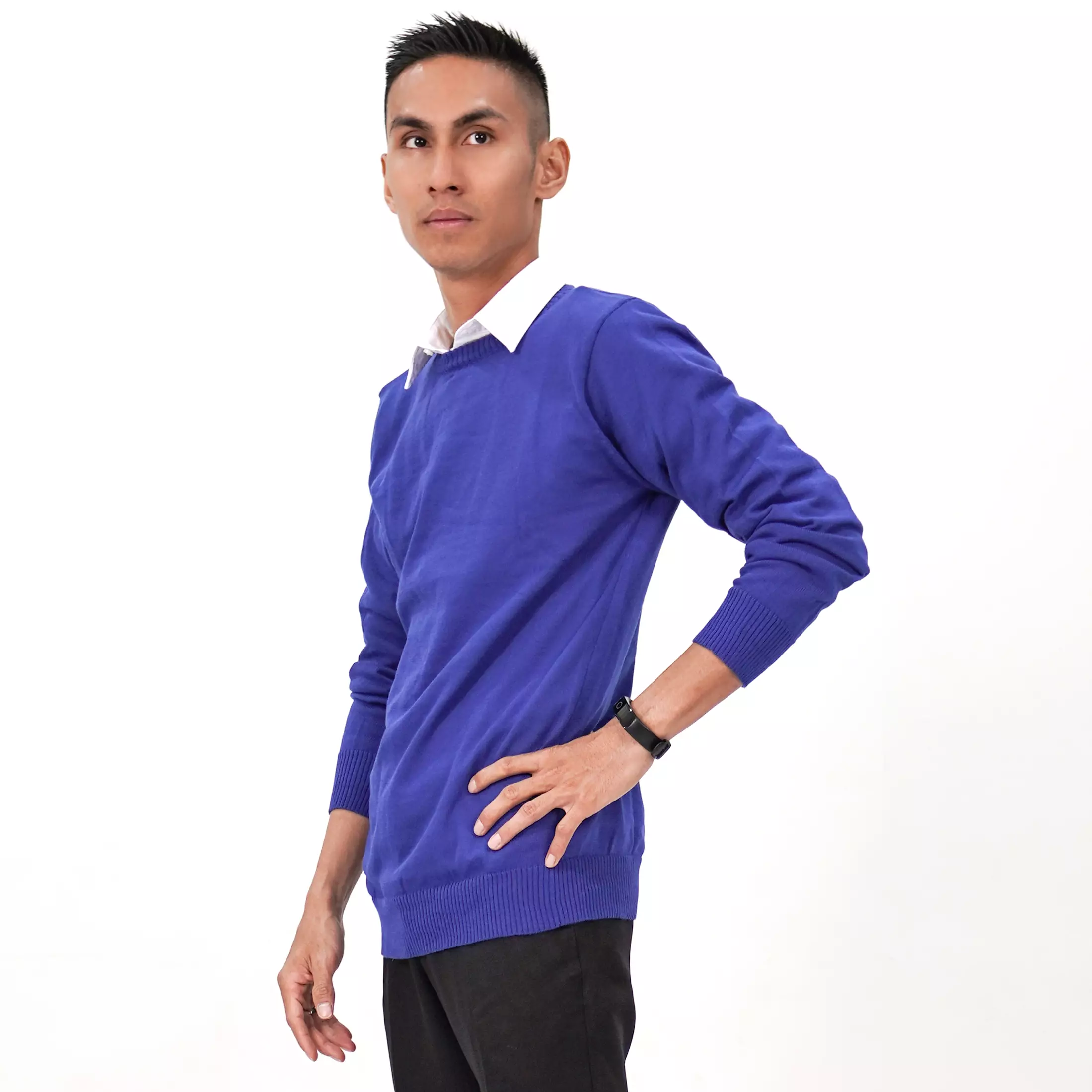 OTNIEL Knit Sweater Pria Sweater Rajut Pria Krah O Neck Sweater Knit Outer Pria - BIRU BENHUR