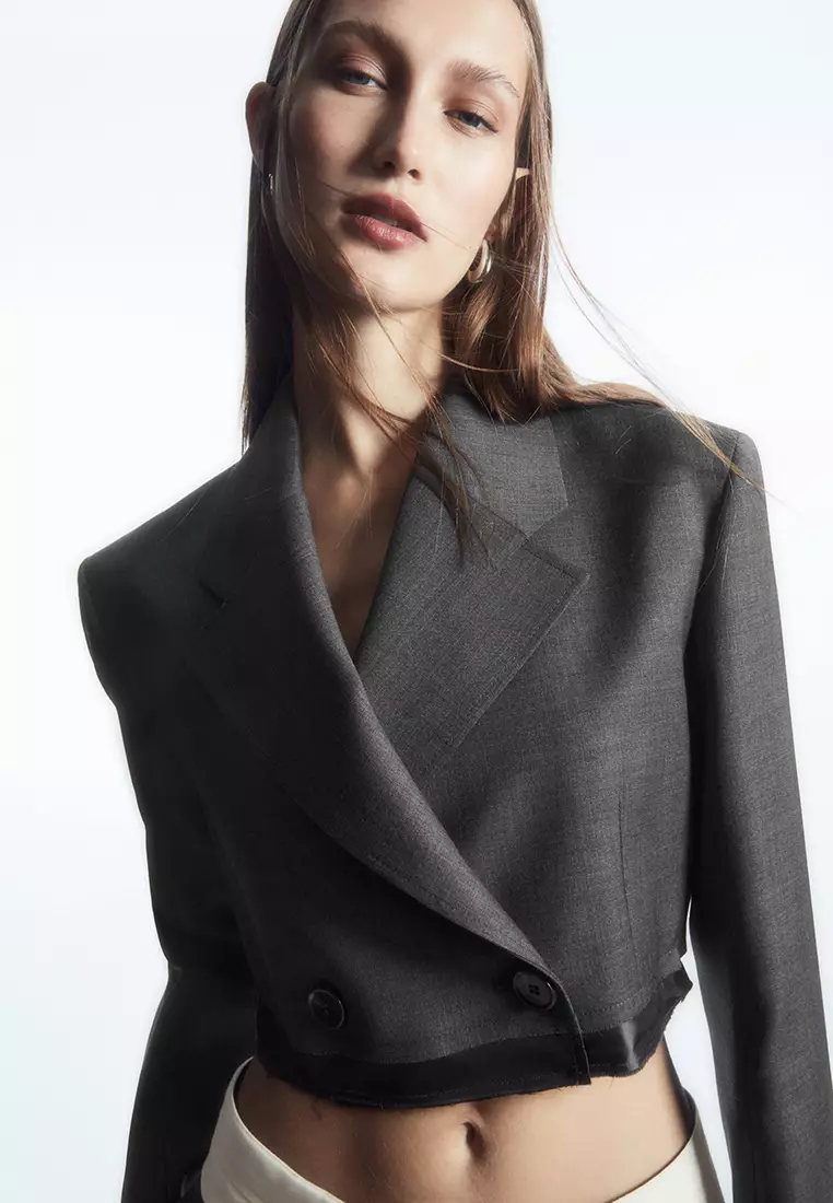 COS Deconstructed Cropped Wool Blazer 2024 | Buy COS Online | ZALORA ...