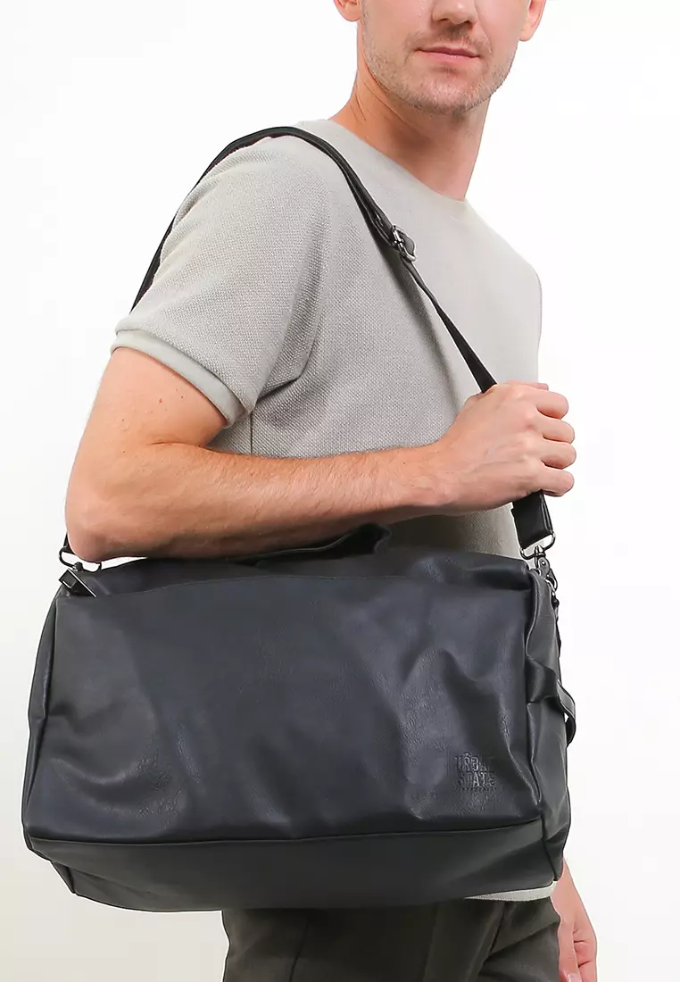 Distressed Leather Carry Duffel Bag