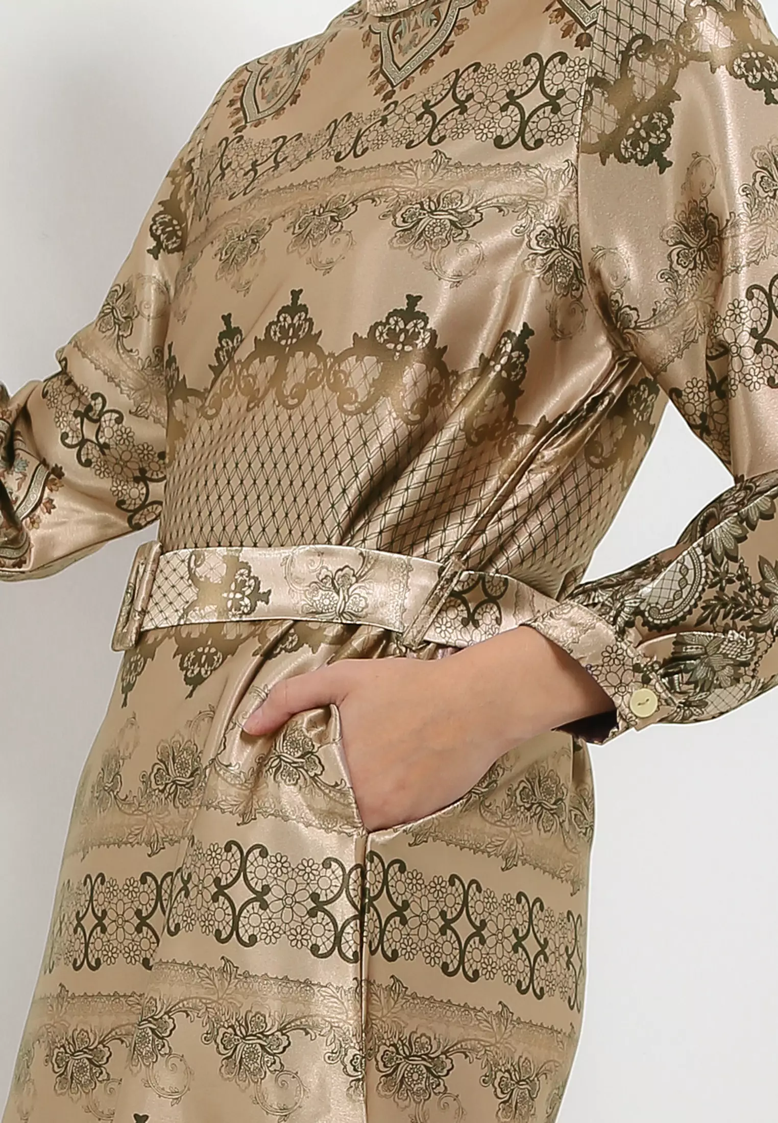 MFMW Jemimma Dress Gamis Satin Brown Motif