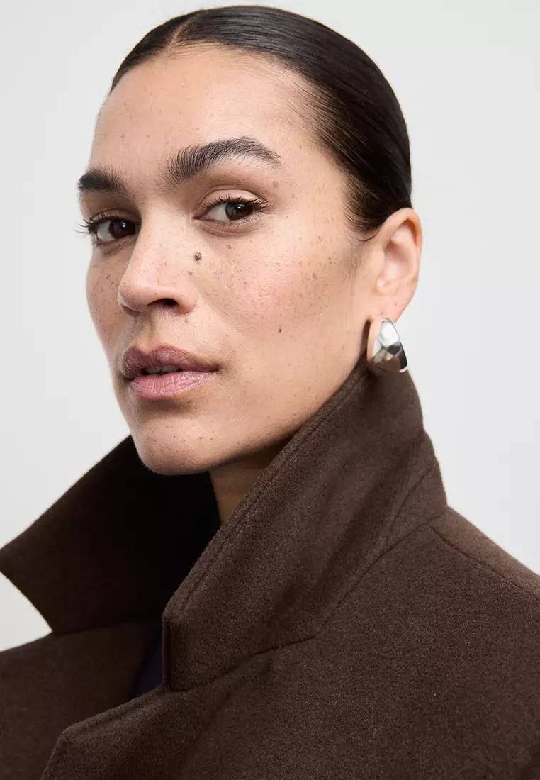 Double-Button Wool Blend Coat