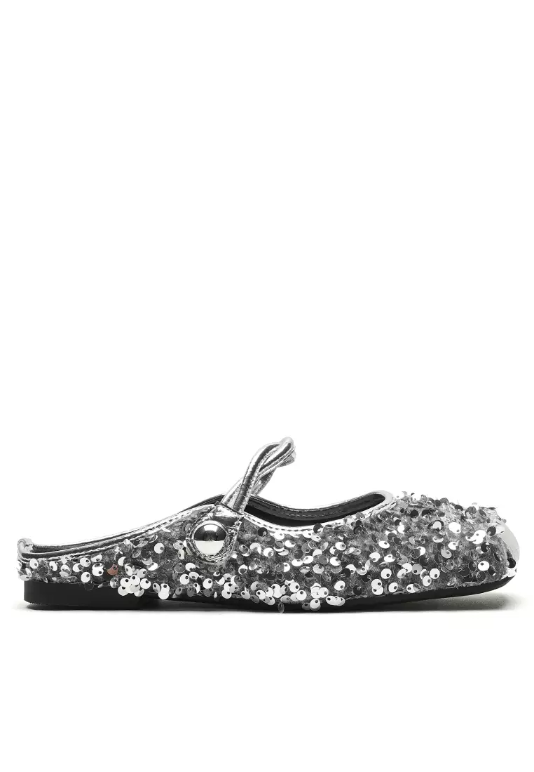 Discount on Twenty Eight Shoes  shoes - SKU: Sequins Strap Flat Mules Ww300-1