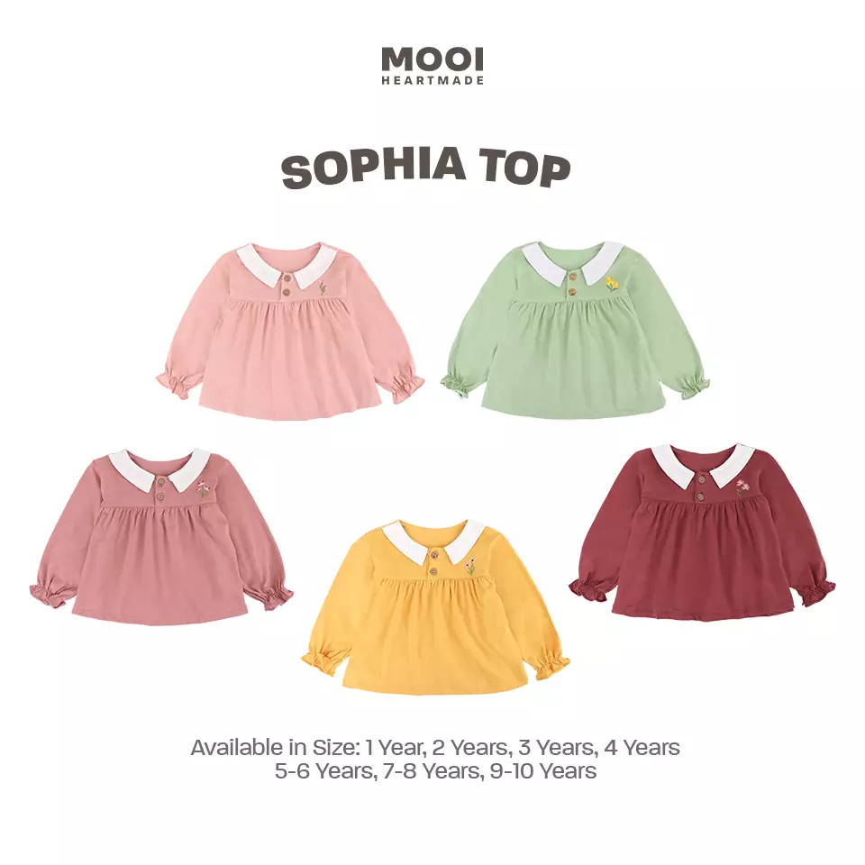 Mooi Atasan Anak Perempuan Sophia Top - Pink Rose