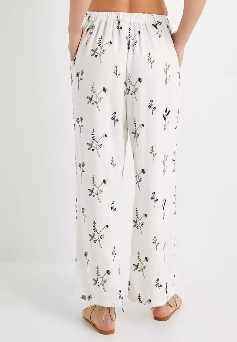 Printed Wide Leg Trousers