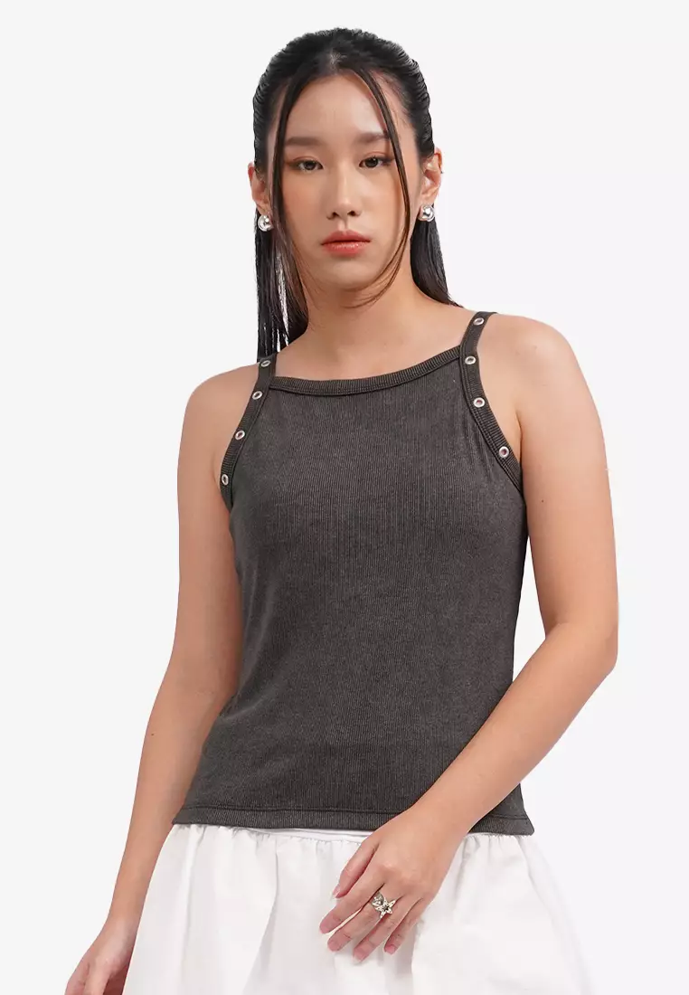 Washed Eyelet Tank Top