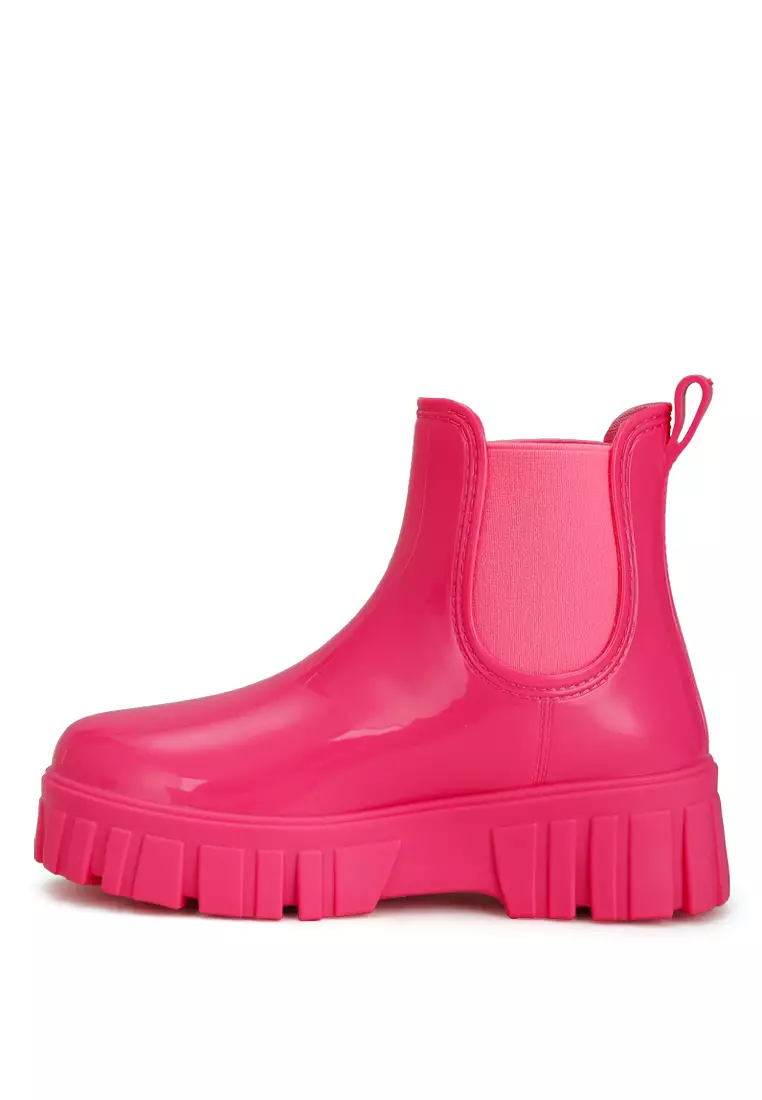 Chunky Chelsea Rain Boots In Fuchsia