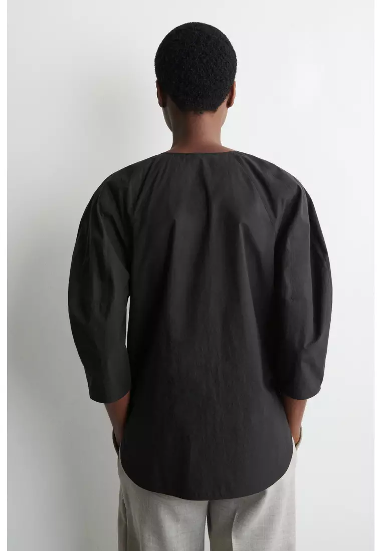 SCULPTURAL PIMA COTTON-POPLIN BLOUSE