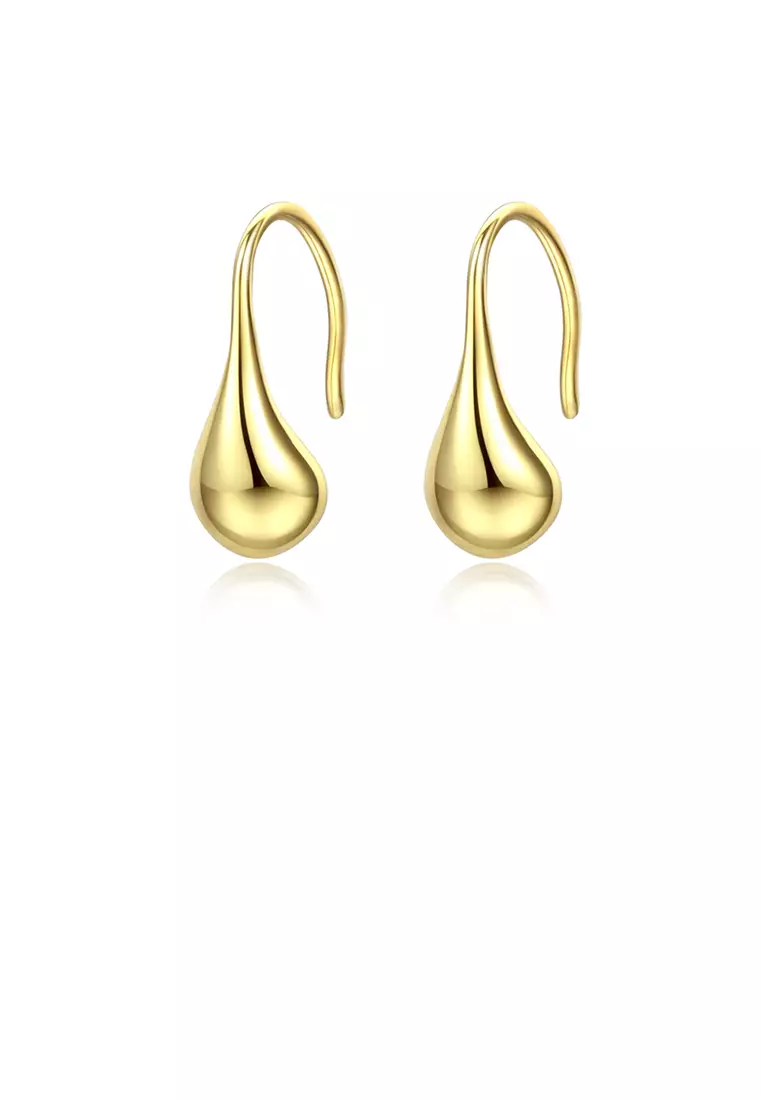925 Sterling Silver Plated Gold Simple Fashion Water Drop Earrings