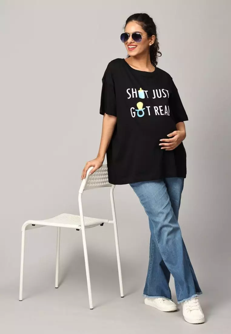 Shit Just Got Real Oversized Mumma T-shirt