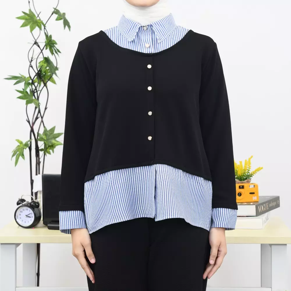 Ity Kemeja Layer Cardi - Black M19621 R16S2