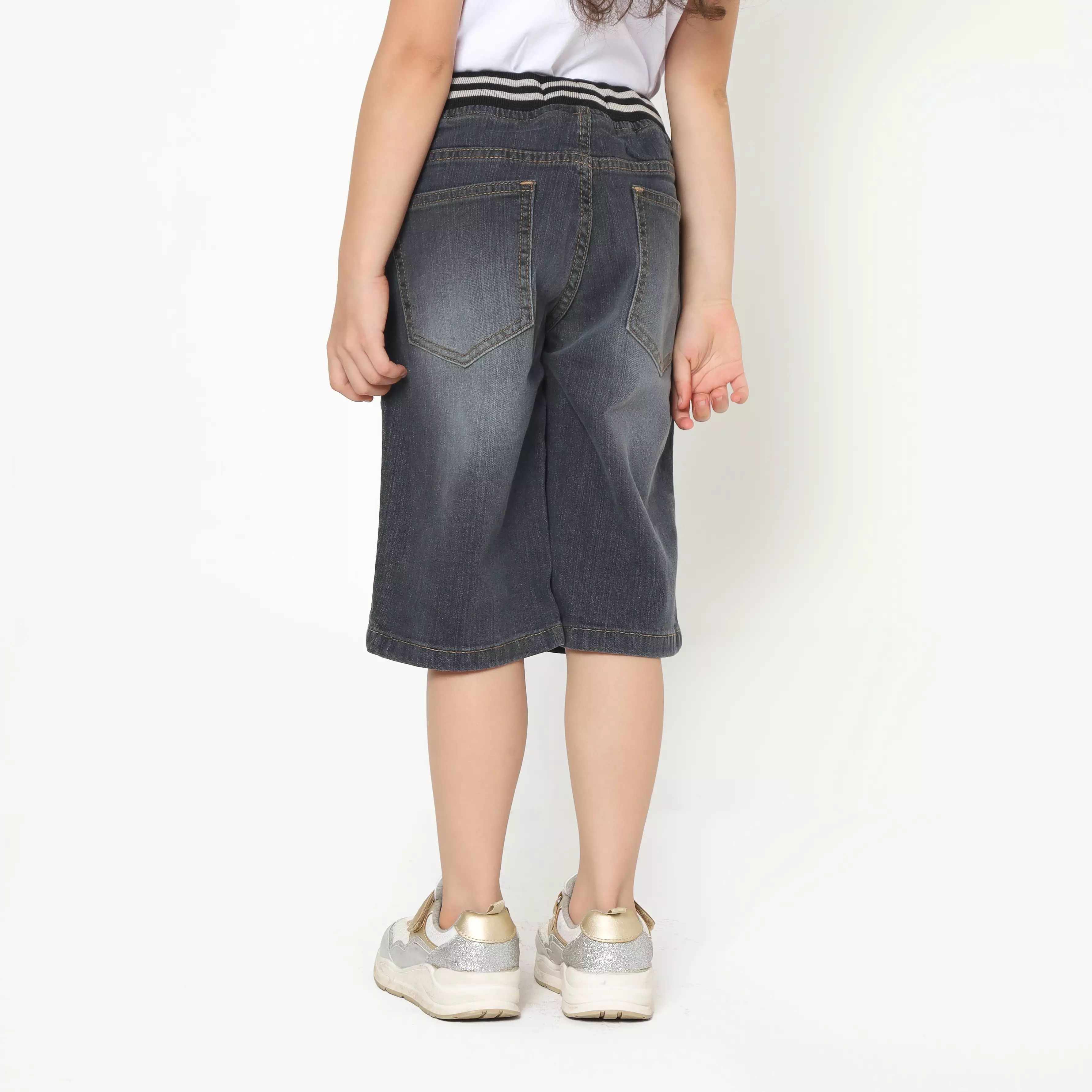 Celana Pendek Anak Perempuan Jeans Star Rib Grey