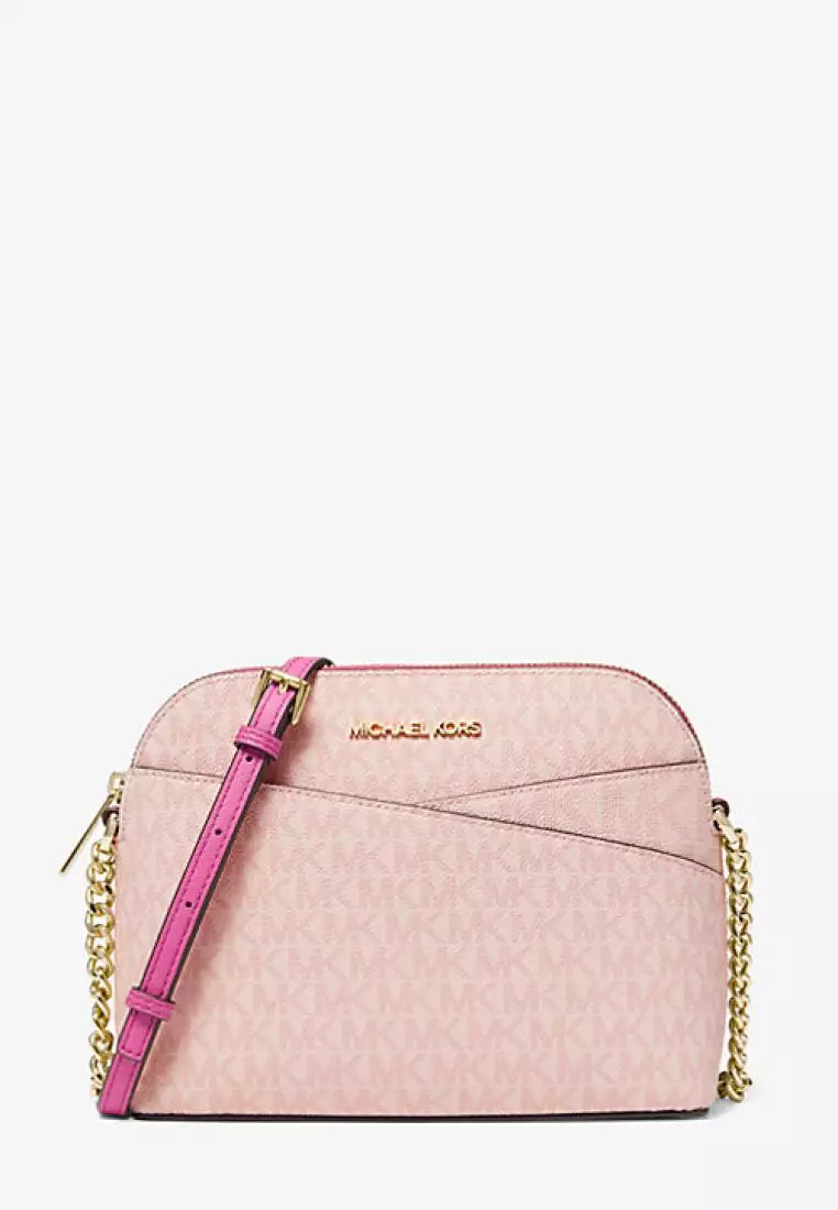 Michael Kors Jet Set Travel Medium Logo Dome Crossbody Bag French Pink Multi