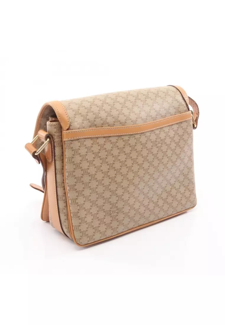 Pre-Loved Celine Macadam Shoulder bag PVC leather beige light brown