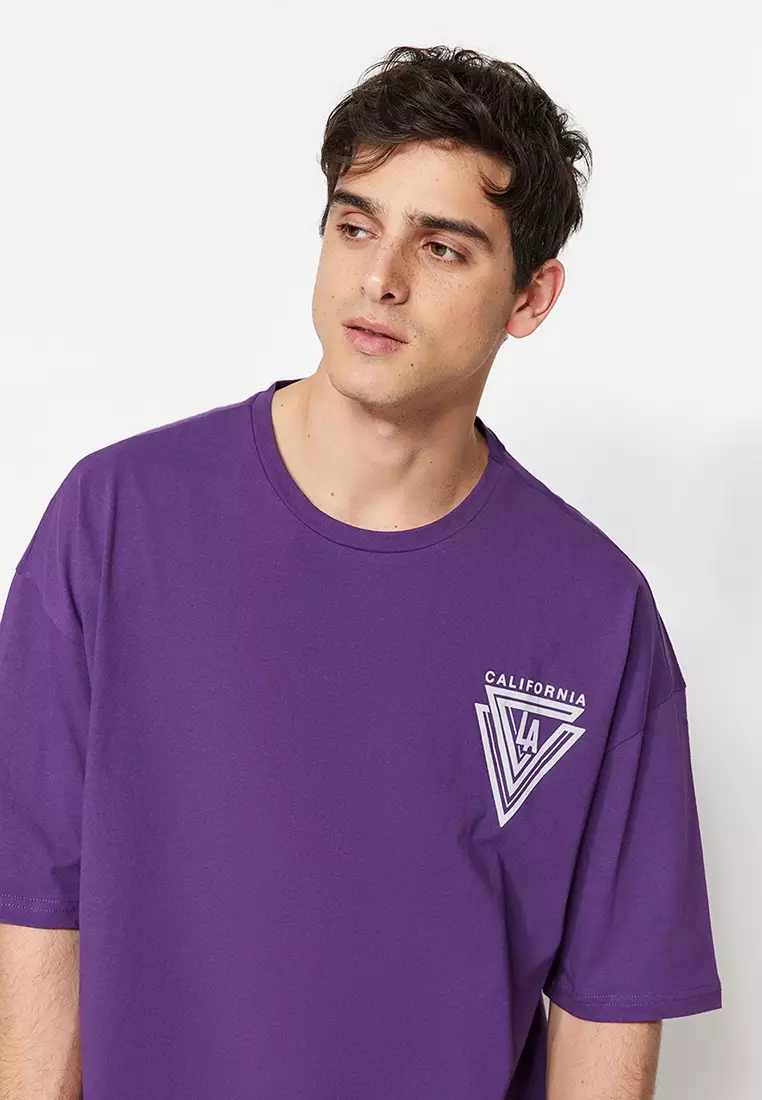 Wide Cut Crew Neck Short Sleeve Urban Print T-Shirt