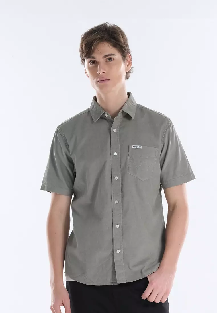 Button Down Short Sleeve Polo for Men in Pale Green
