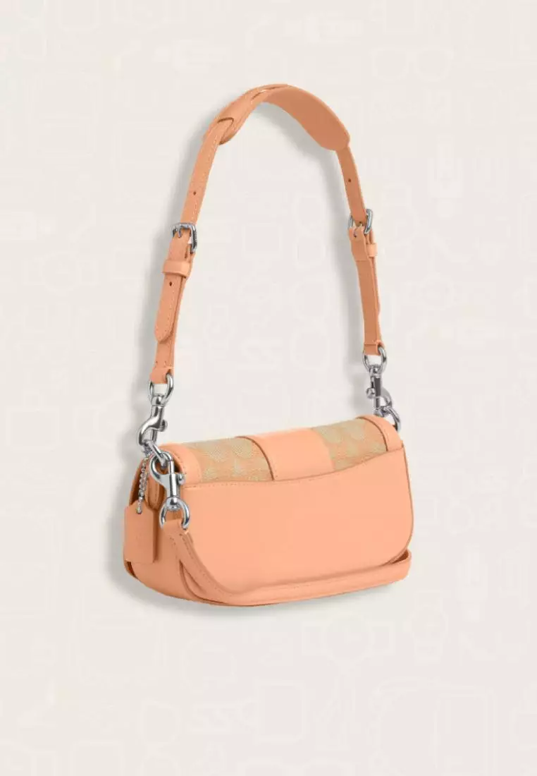 Coach Andrea Small Shoulder Bag In Signature Jacquard Faded Blush
