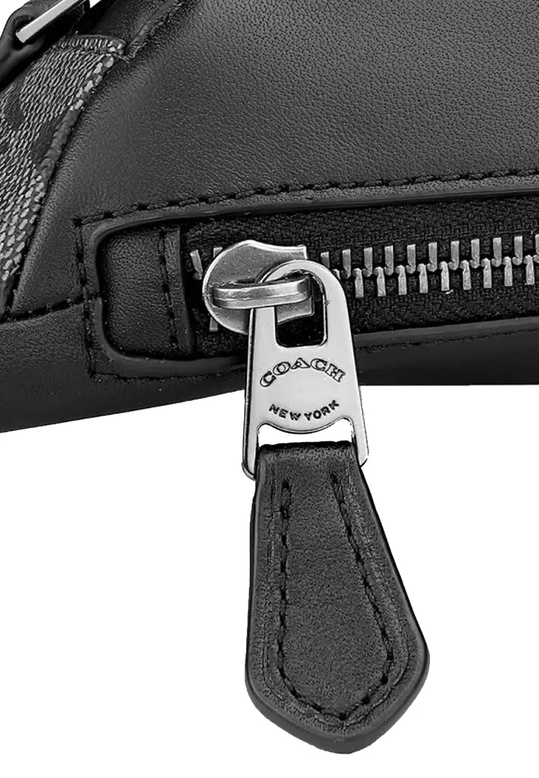 Warren Mini Belt Bag In Signature Canvas in Charcoal/ Black CW369