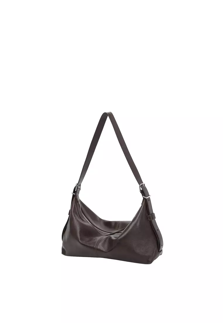 ALLEGRA Demi Hobo 單肩袋 - 復古油蠟棕色