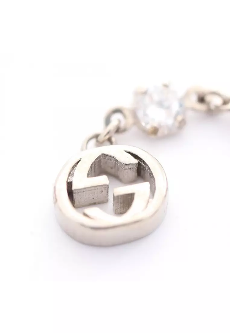 Pre-Loved Gucci Interlocking G Nail Piercing Nail Accessories charm Rhinestone Silver clear 4-piece set