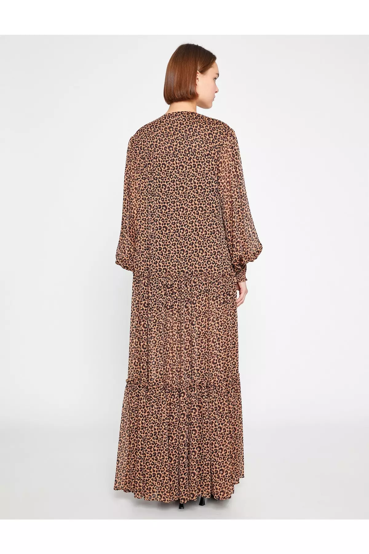 Feather Deep V-Neck Long Dress