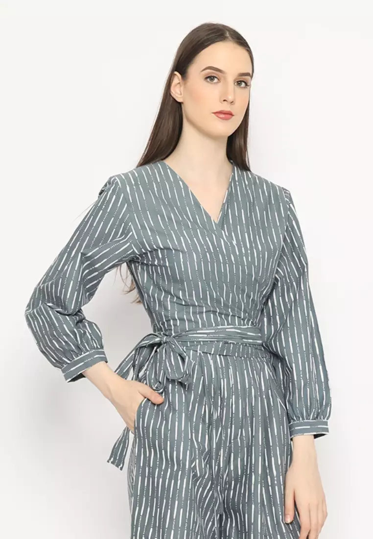 Alisha Warp Blouse Grey