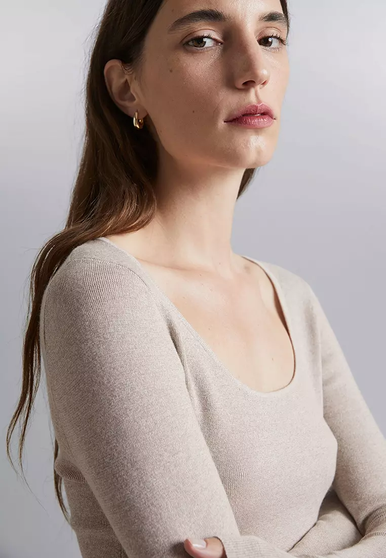 Fitted Scoop-Neck Top