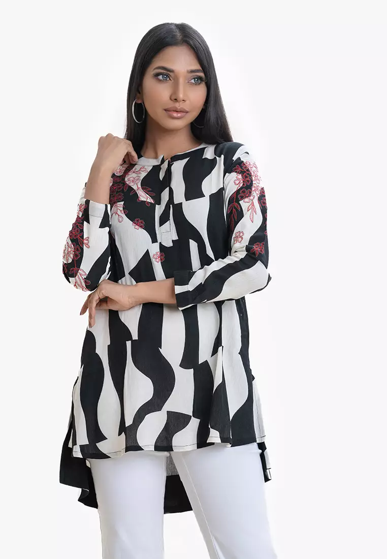 Le Reve 女士棉质高低摆束腰上衣