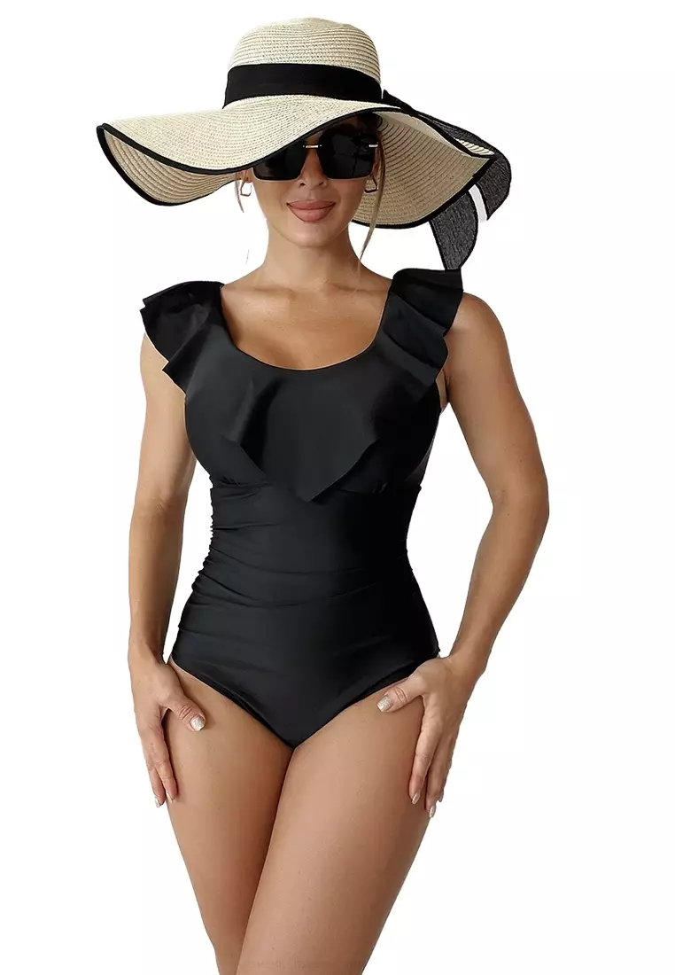Solid color one piece swimsuits on sale