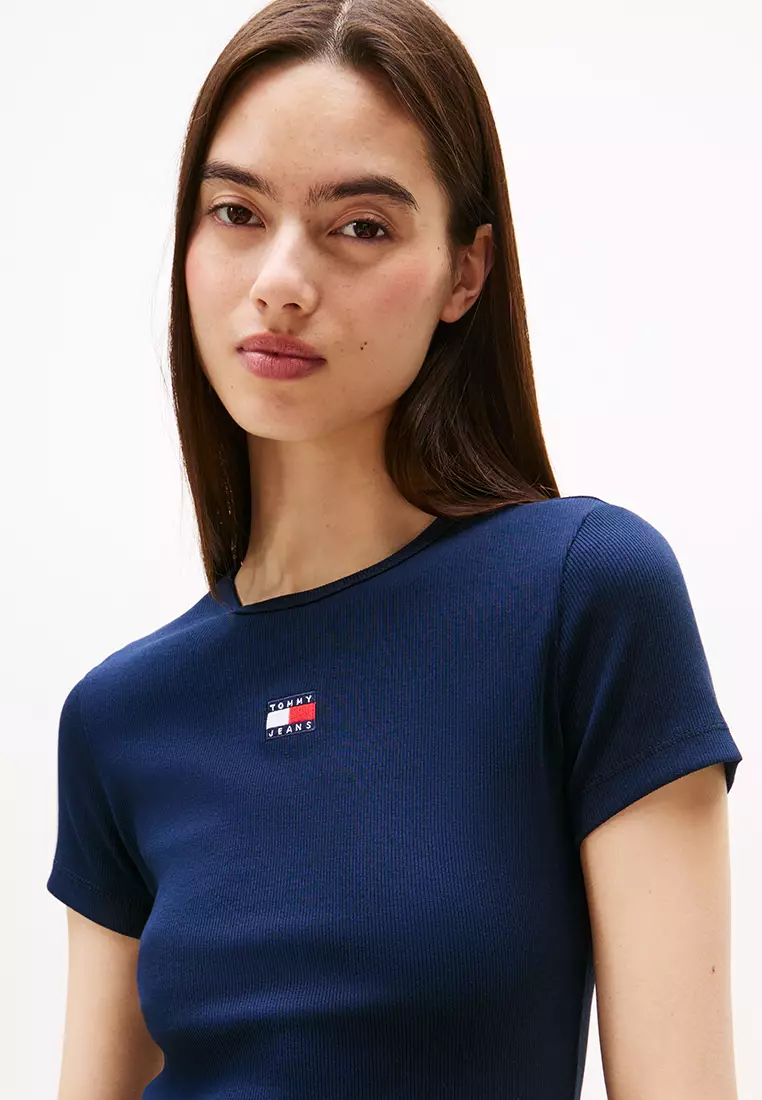 Slim Badge Rib Tee - Tommy Jeans