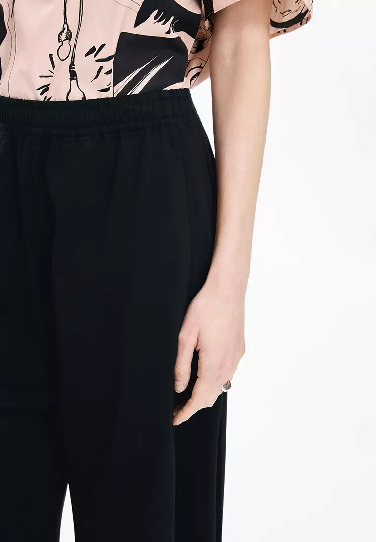 Cotton Banana Pants with Overlock Stitching, Extra-Long Length
